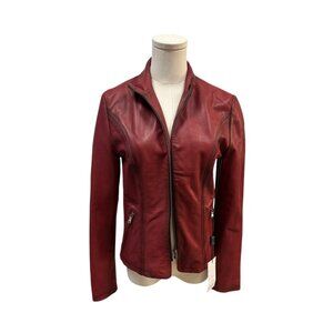 Vera Pelle Red Leather Jacket Size 42 (US M) NWT Made in Italy